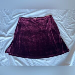 Rampage Burgundy Velvet Mini Skirt Size: MEDIUM
